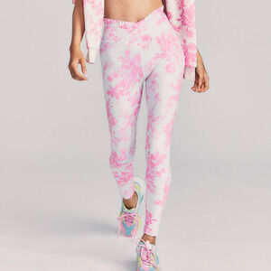 LoveShackFancy X Beach Riot Dana Leggings Pink White Ruffle Floral Womens Medium